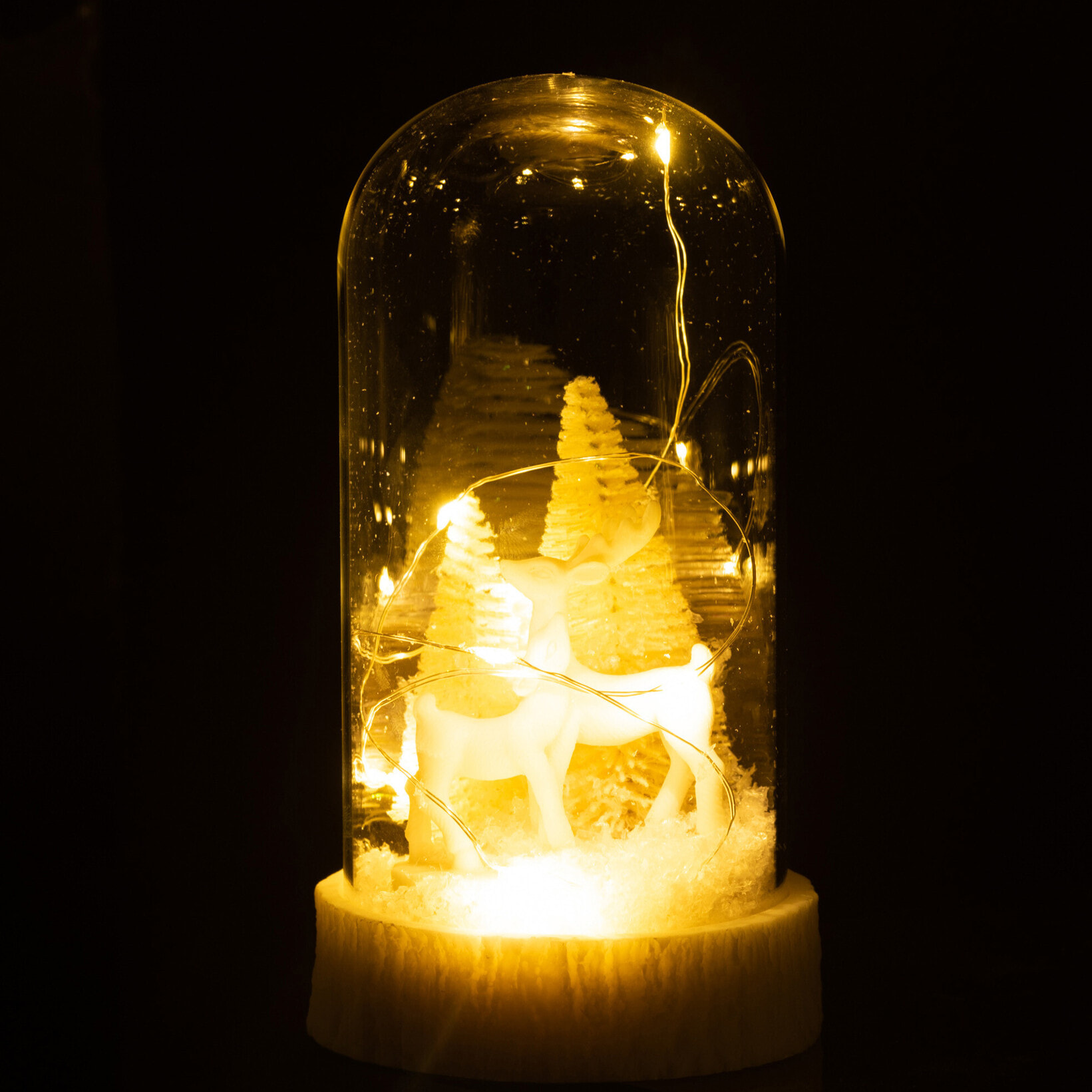 J-Line décoration Cloche Haute Cerfs - verre/polyrésine - blanc - small - LED