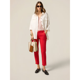 Oltre - Pantalones chinos mezcla de lyocell - Rojo