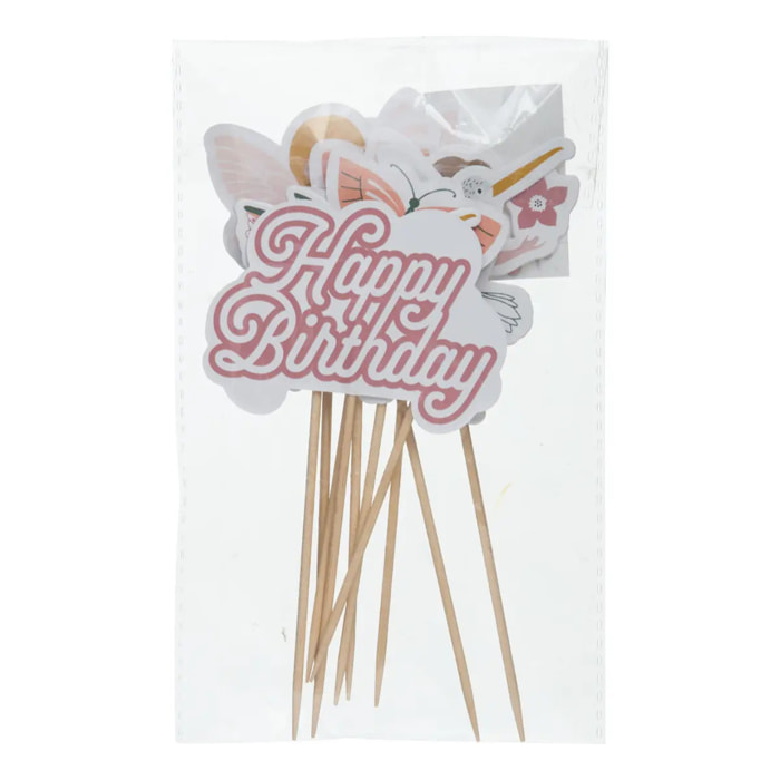 Kit de décoration gateau Anniversaire 10 pièces fée