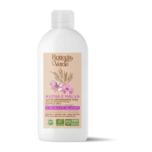 Avena e Malva - Latte detergente viso - ultra delicato vellutante - con estratti iperfermentati di Avena e Malva - pelli delicate o sensibili