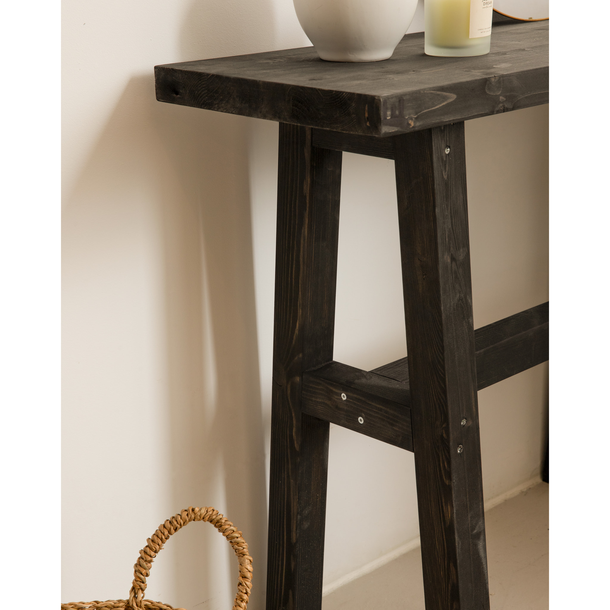 Console en bois massif en noir de 100x80cm Hauteur: 80 Longueur: 100 Largeur: 35