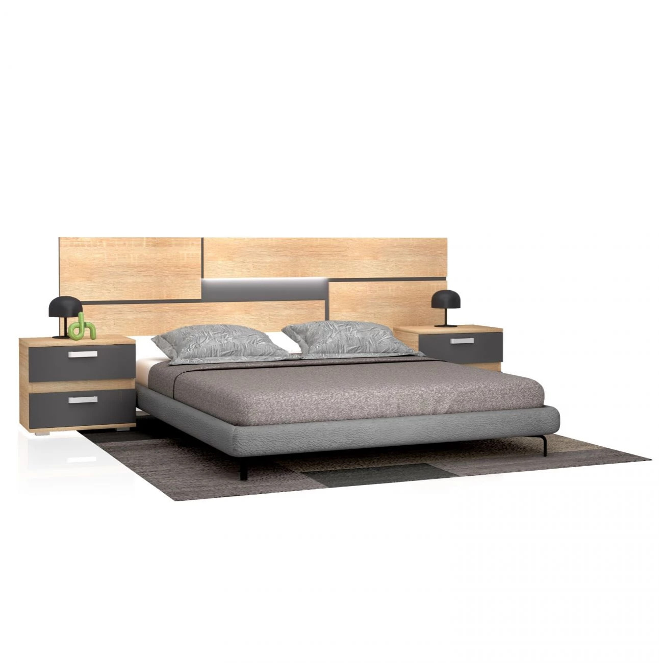 Cabecero con mesitas Ataneq Pure Cambria - Grafito