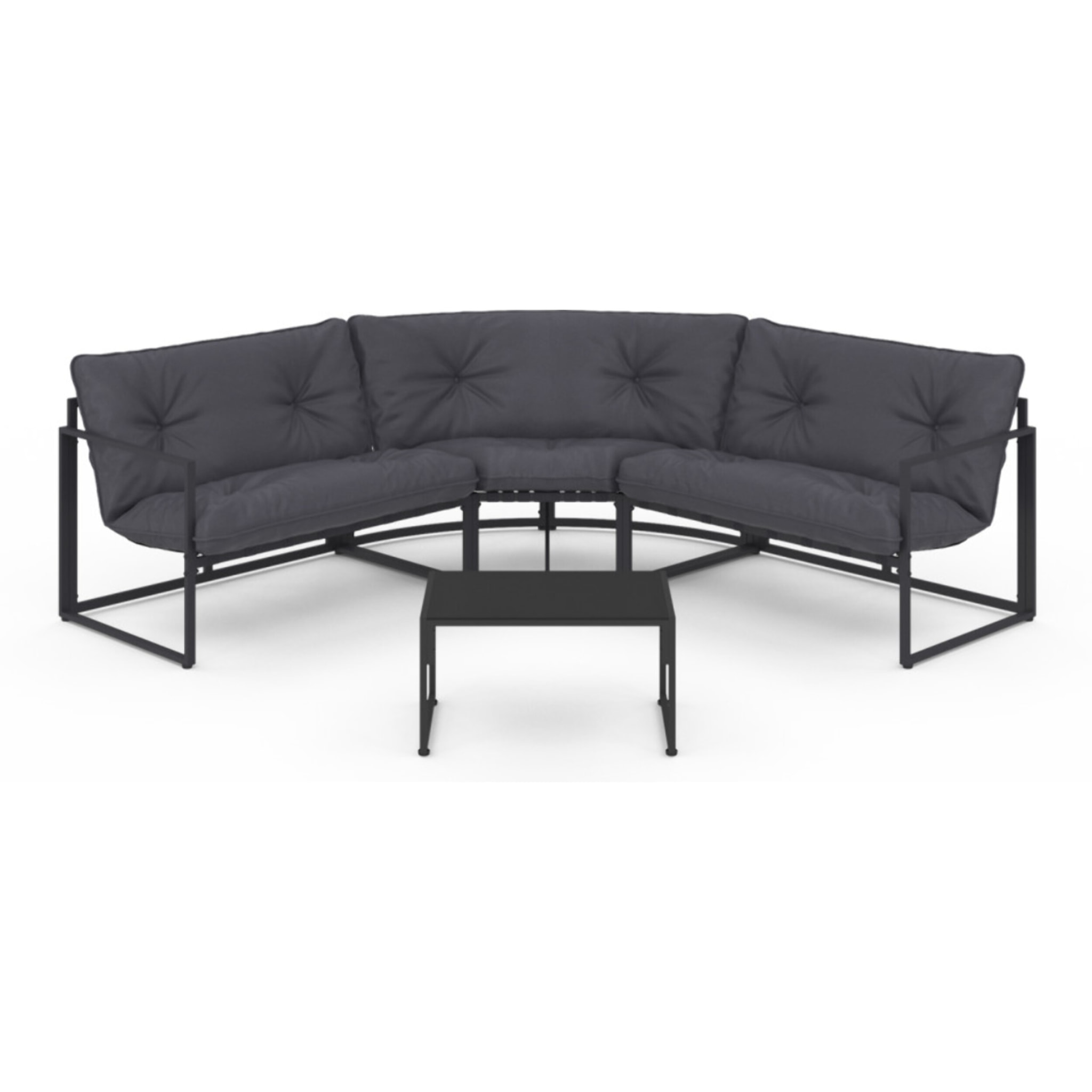 Salon de jardin d'angle Tropéa 6 places avec coussins gris