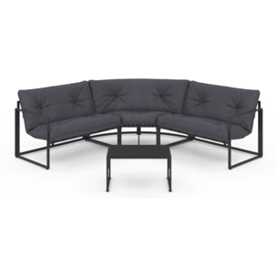 Salon de jardin d'angle Tropéa 6 places avec coussins gris