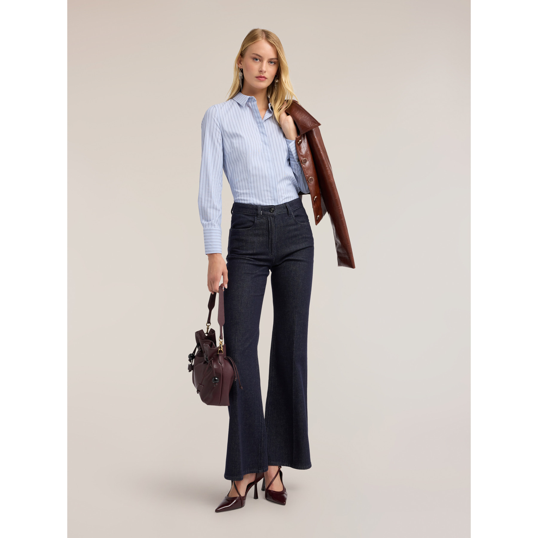 Motivi - Camicia in popeline a righe - Azzurro