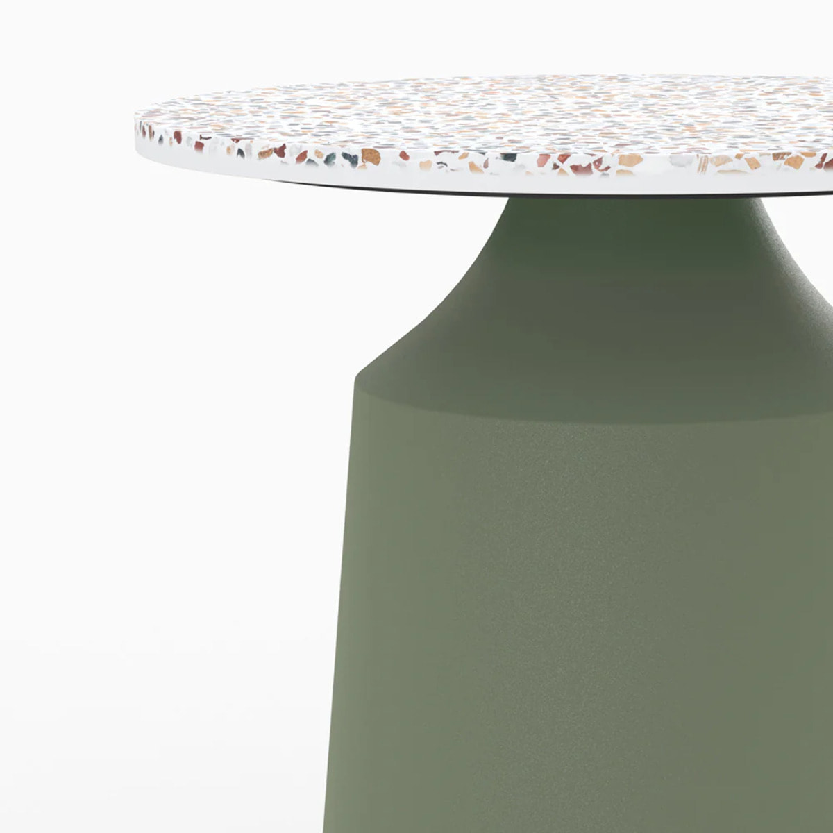 Table d'appoint ronde en terrazzo et métal vert kaki D44 cm - Daphné
