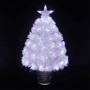 DAM Albero in fibra ottica con luce 60 cm bianco 28x28x60 cm. Colore bianco