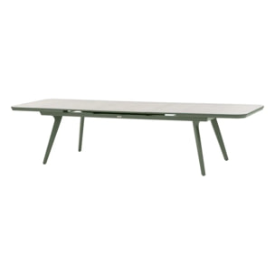 Table de jardin extensible "Pulpy" vert laurier & gris granite 12 places en aluminium verre et céramique