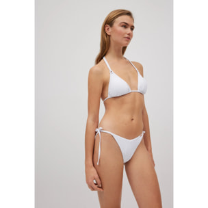 Set bikini a triangolo con trama bianca