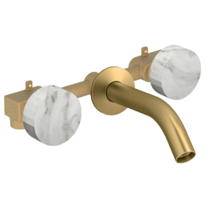 Pack mélangeur lavabo encastré 3 trous Grands Boulevards marbre envoûtant et laiton brossé