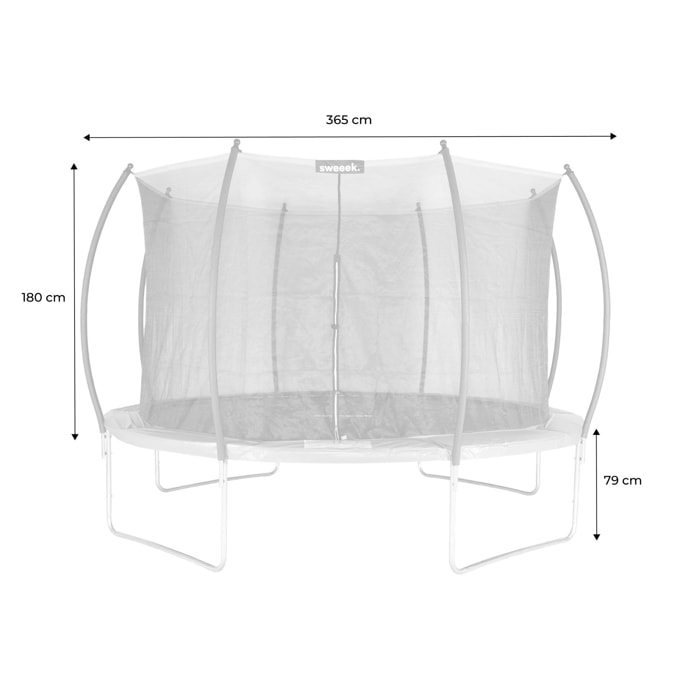 Trampoline rond Ø 370cm gris avec filet de protection intérieur - Saturne Inner – Nouveau modèle - trampoline de jardin 3.7m 370 cm |Design| Qualité PRO. | Normes EU.
