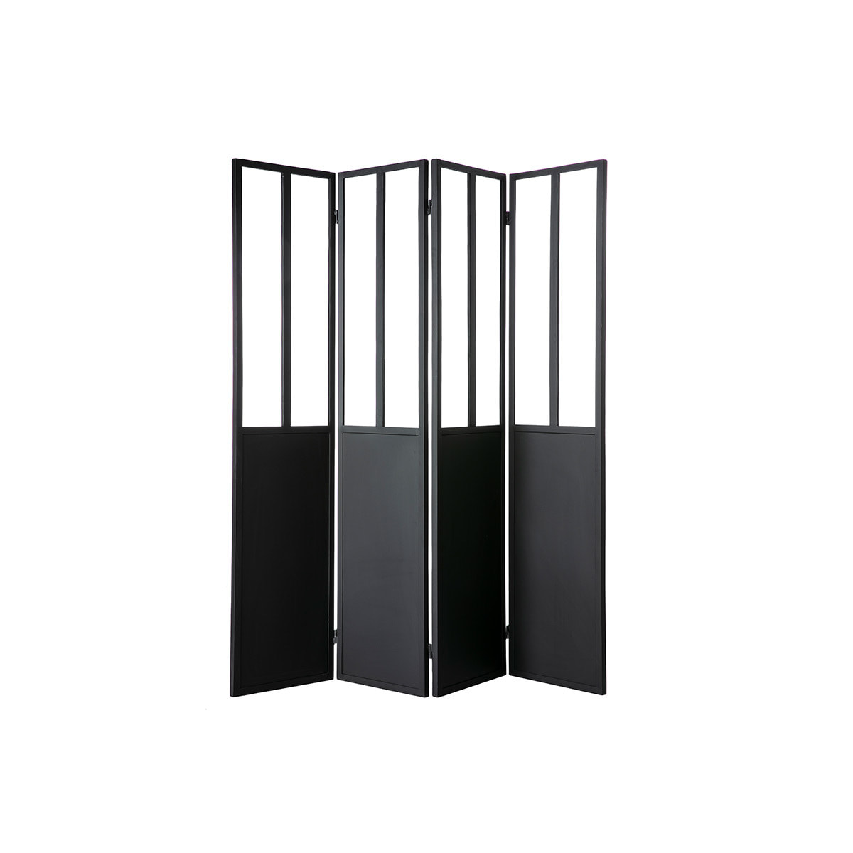 Verrière atelier paravent industriel en métal noir et verre 4 vantaux L160 cm RACK