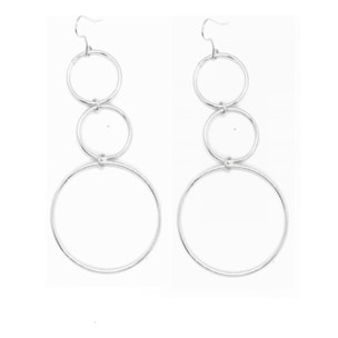 Pendiente cascada de aros plata