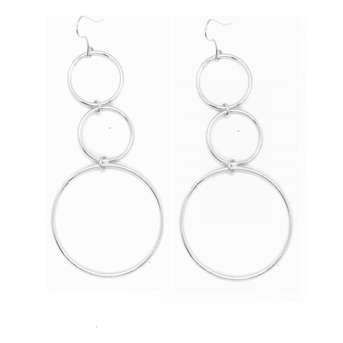 Pendiente cascada de aros plata