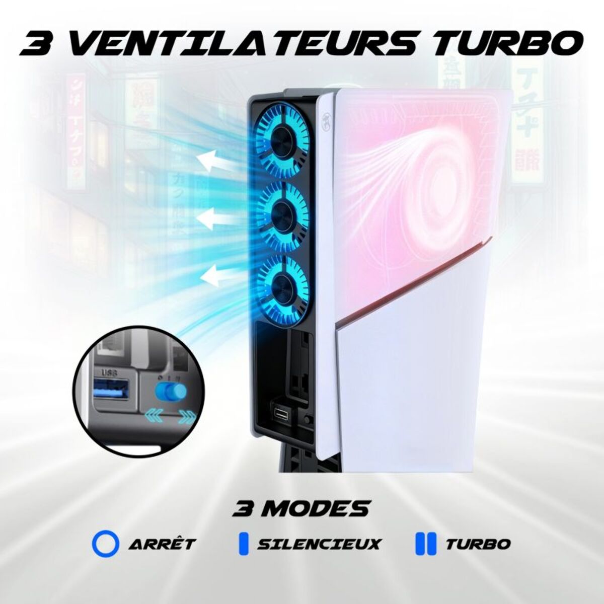 Support console AKUMA VENTILATEUR CYBER W02 LED