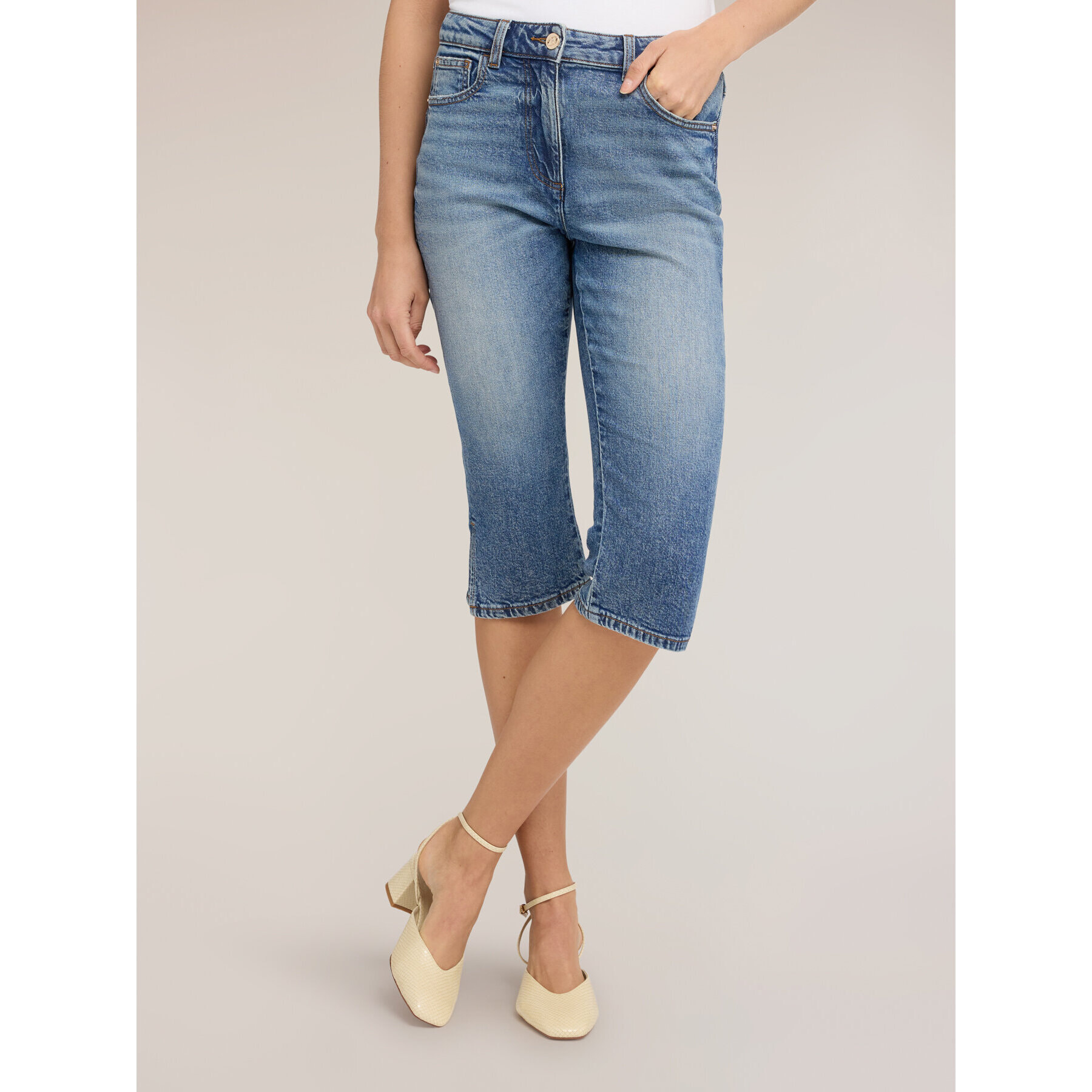 Motivi - Jeans capri con abertura - Light - blue