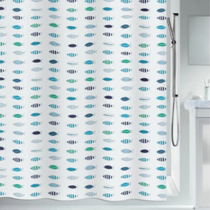 Rideau de douche Polyester SANTARINA 120x200cm Bleu & Blanc Spirella