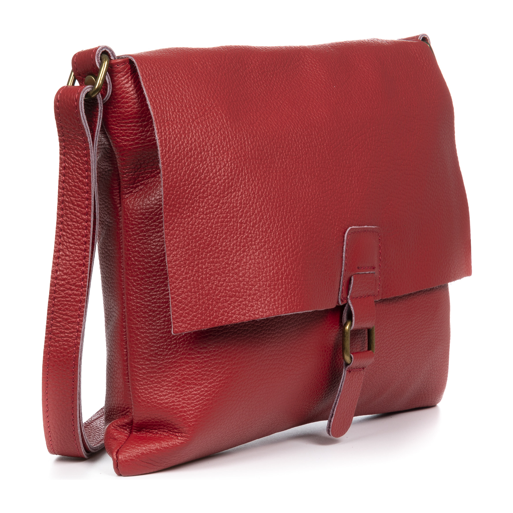 FIRENZE ARTEGIANI Borsa a Tracolla Abbadia da Donna. Vera Pelle Dollaro Made in Italy 35x5x30 Cm. colore rosso