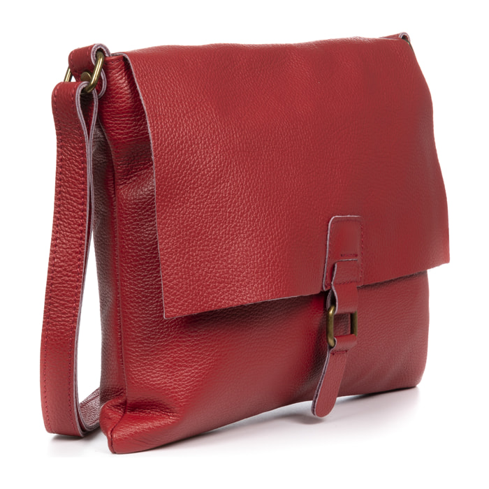 FIRENZE ARTEGIANI Borsa a Tracolla Abbadia da Donna. Vera Pelle Dollaro Made in Italy 35x5x30 Cm. colore rosso