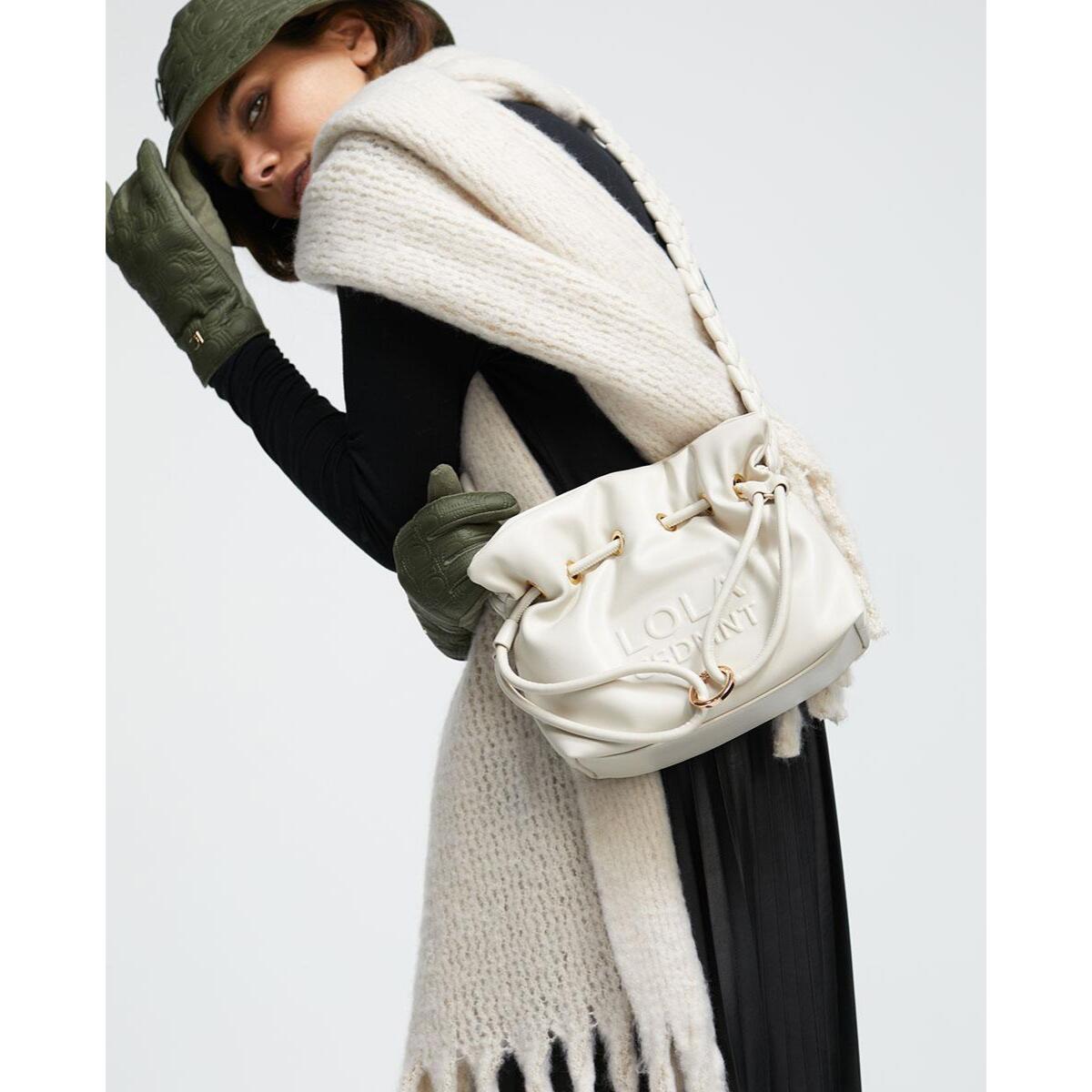 Borsa a tracolla con manico effetto pelle intrecciata