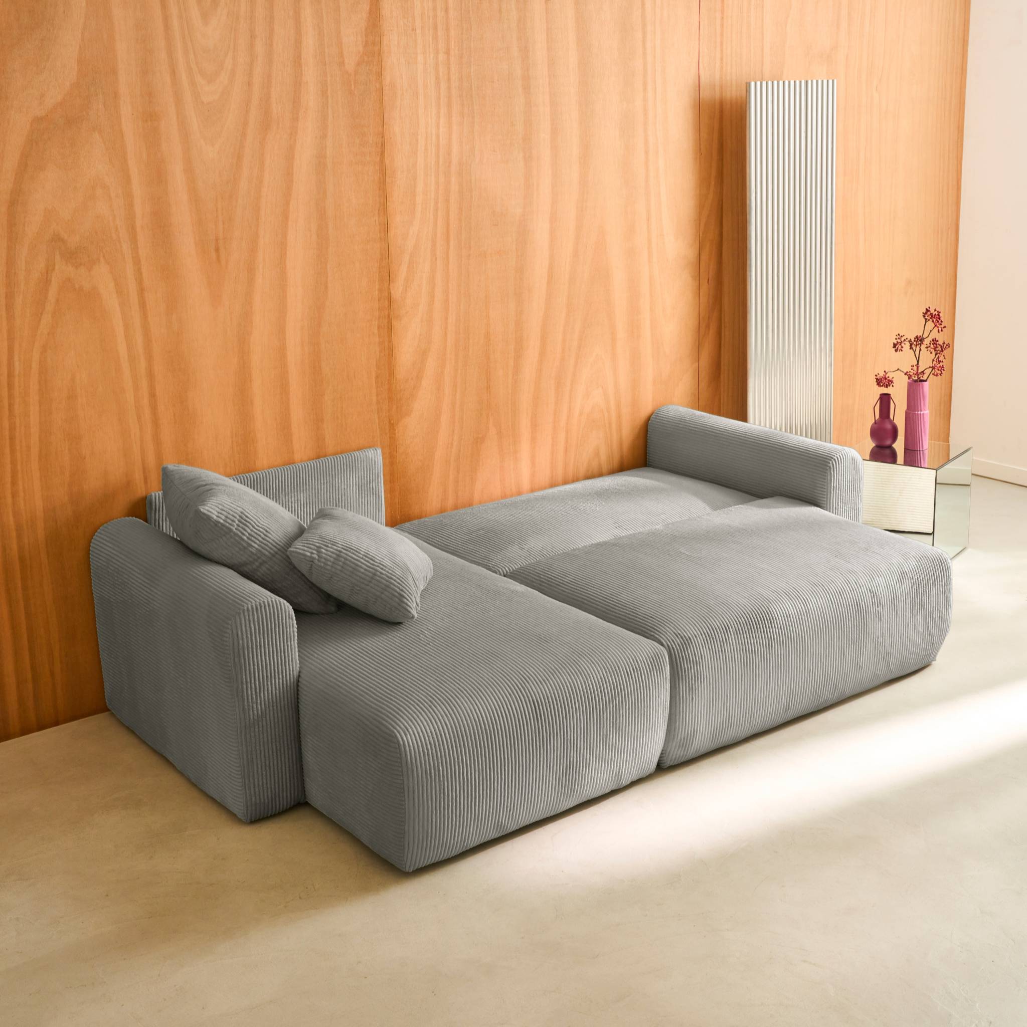 Canapé d'angle convertible réversible 3 places velours côtelé  ALMO