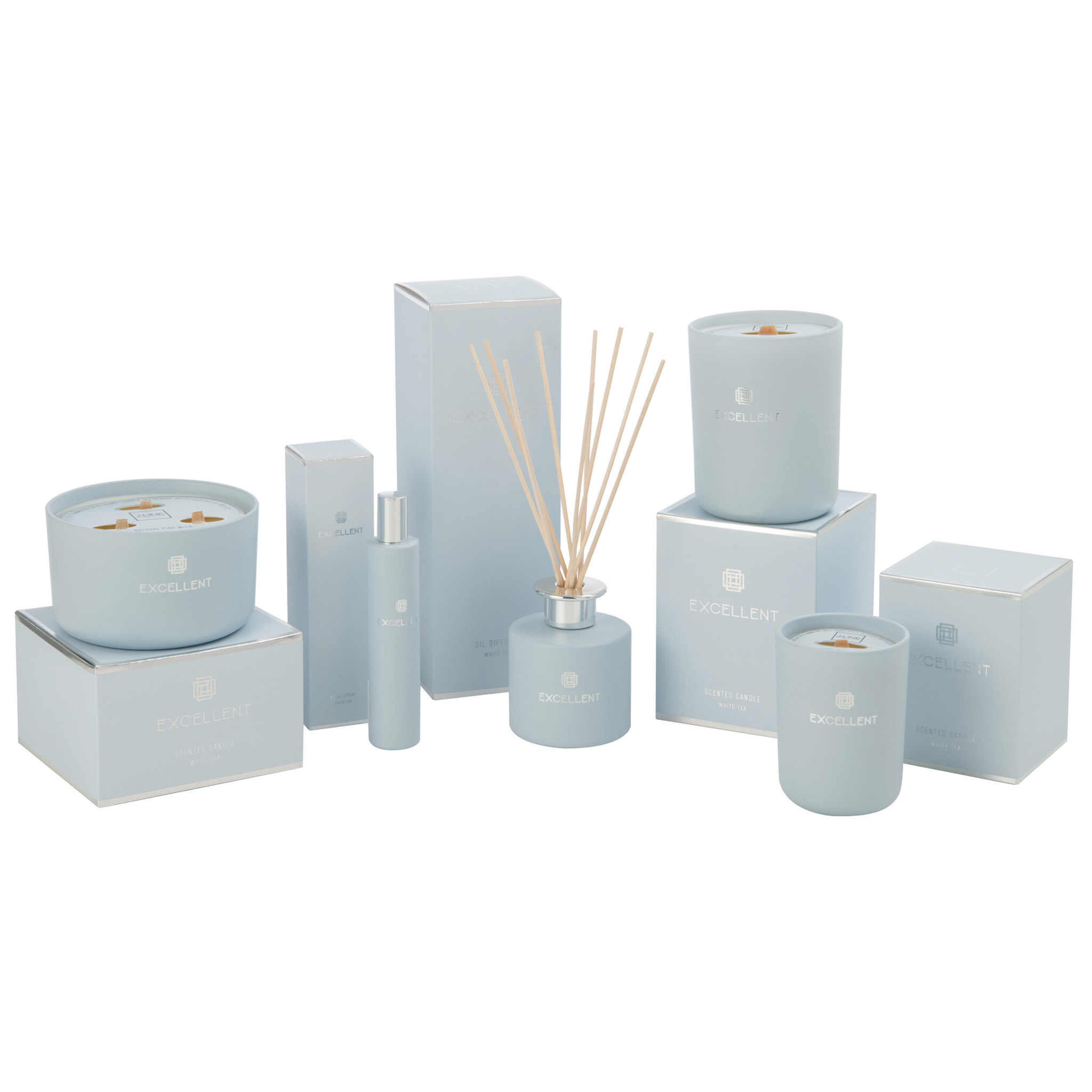 J-Line parfum de maison Excellent – White Tea - verre - bleu clair