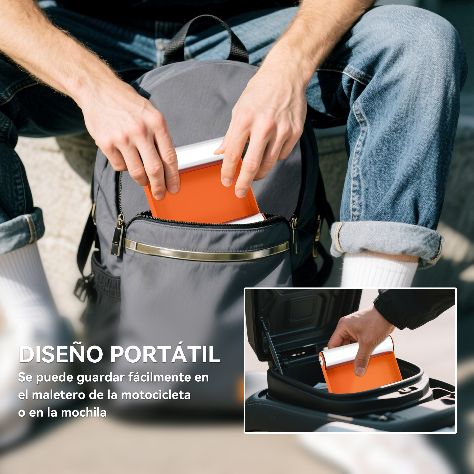 Soporte Rodillo Moto, Soporte Rodillo Limpieza Ruedas, para Limpieza de Neumáticos y Lubricación de Cadenas, para Moto < 220 kg y Ancho de Neumático <180 mm, Naranja