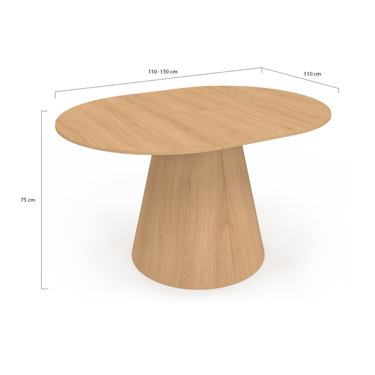 Table à manger ronde extensible Elvis bois Ø110-150cm