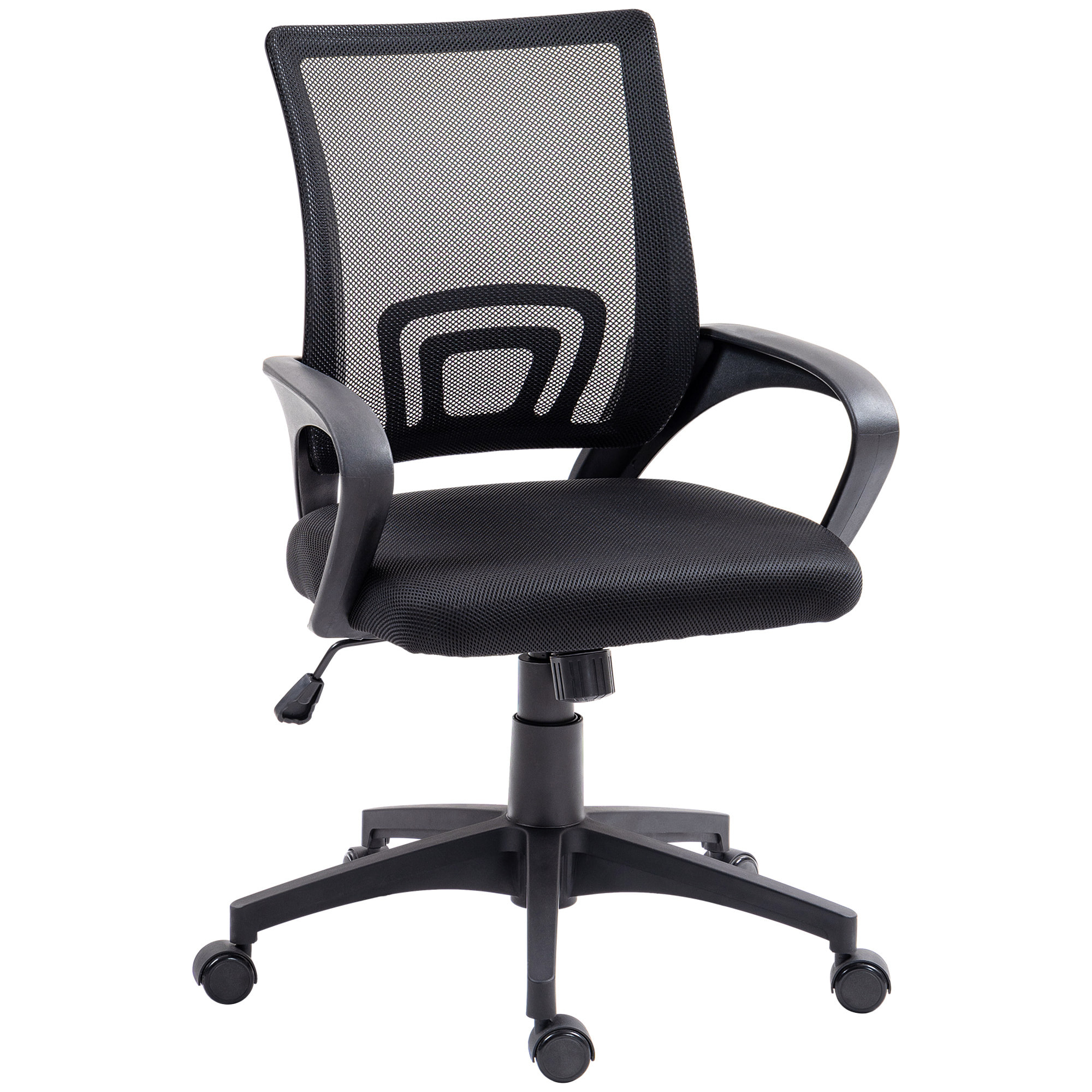 Silla de Oficina de Malla Silla de Escritorio Giratoria con Altura Ajustable Función de Basculante Soporte Lumbar y Reposabrazos Silla para Estudio Carga 120 kg Negro