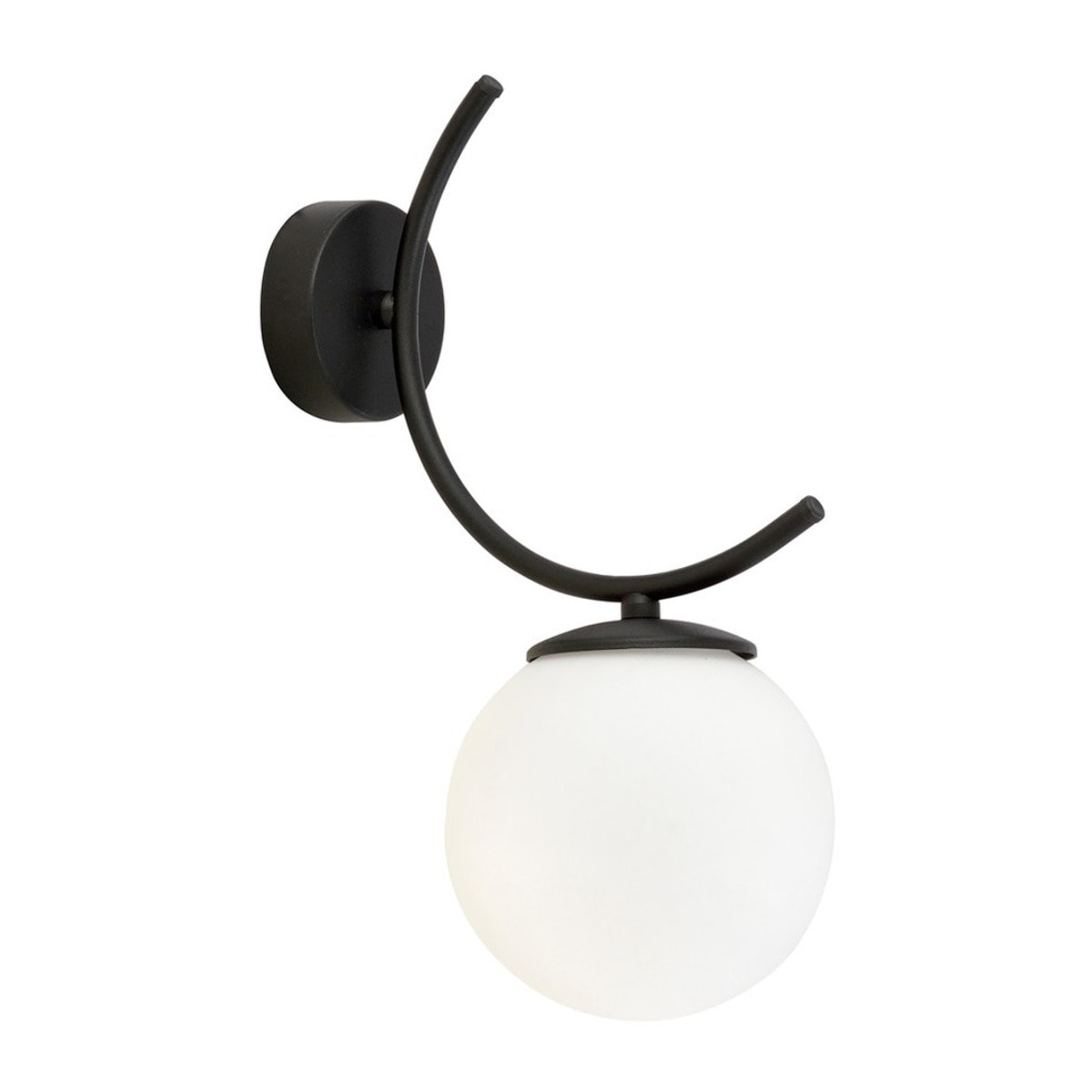 Lampada a parete Boston in acciaio nero e vetro opalino