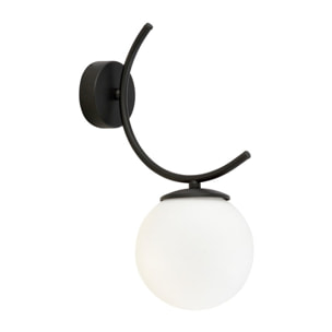 Lampada a parete Boston in acciaio nero e vetro opalino