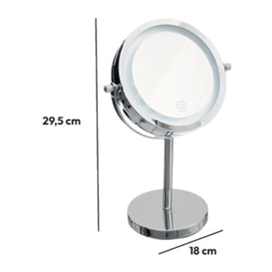Miroir avec pied à led 19 cm métal chromé