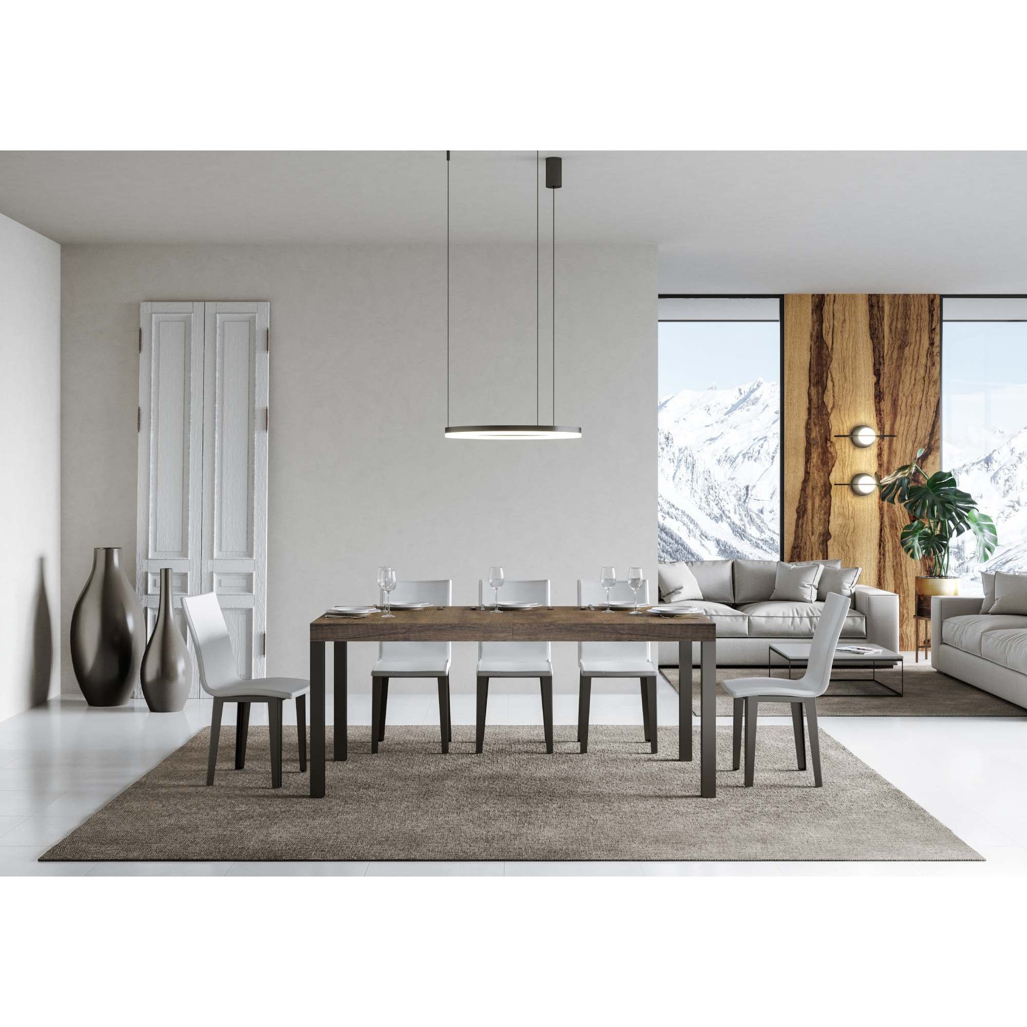 Mesa extensible 90x200/304 cm Everyday Nogal estructura Antracita