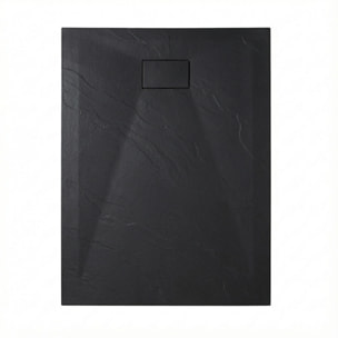 PixL 120x90 cm receveur de douche rectangulaire à poser BMC avec surface effet pierre, noir (CERAPX12090B)