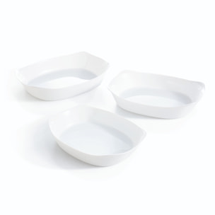 Lot de 3 plats de cuisson rectangles Smart Cuisine Carine - Luminarc - Résistant au four à 250°C - Empilables - 3 formats