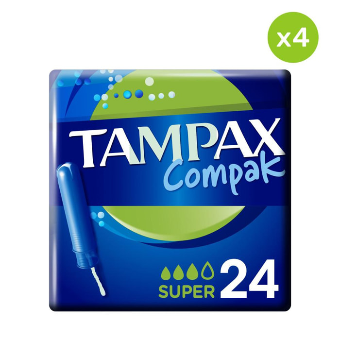 4x24 Tampax Compak Super Tampons Avec Applicateur