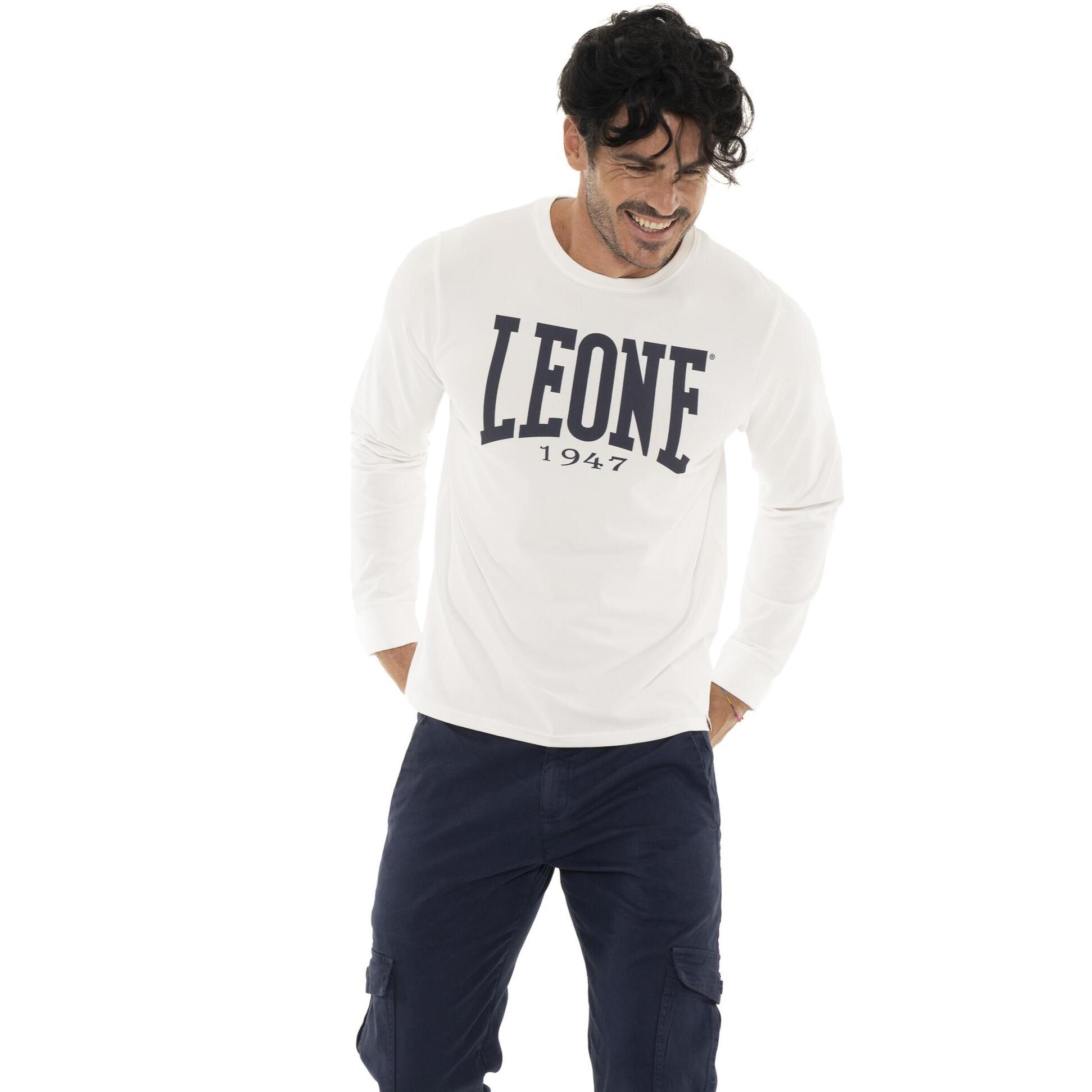 Camiseta de algodón elástico de manga larga con logo grande 'Basic' para hombre