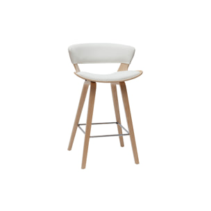 Tabouret de bar design blanc et bois clair H65 cm SYRAH