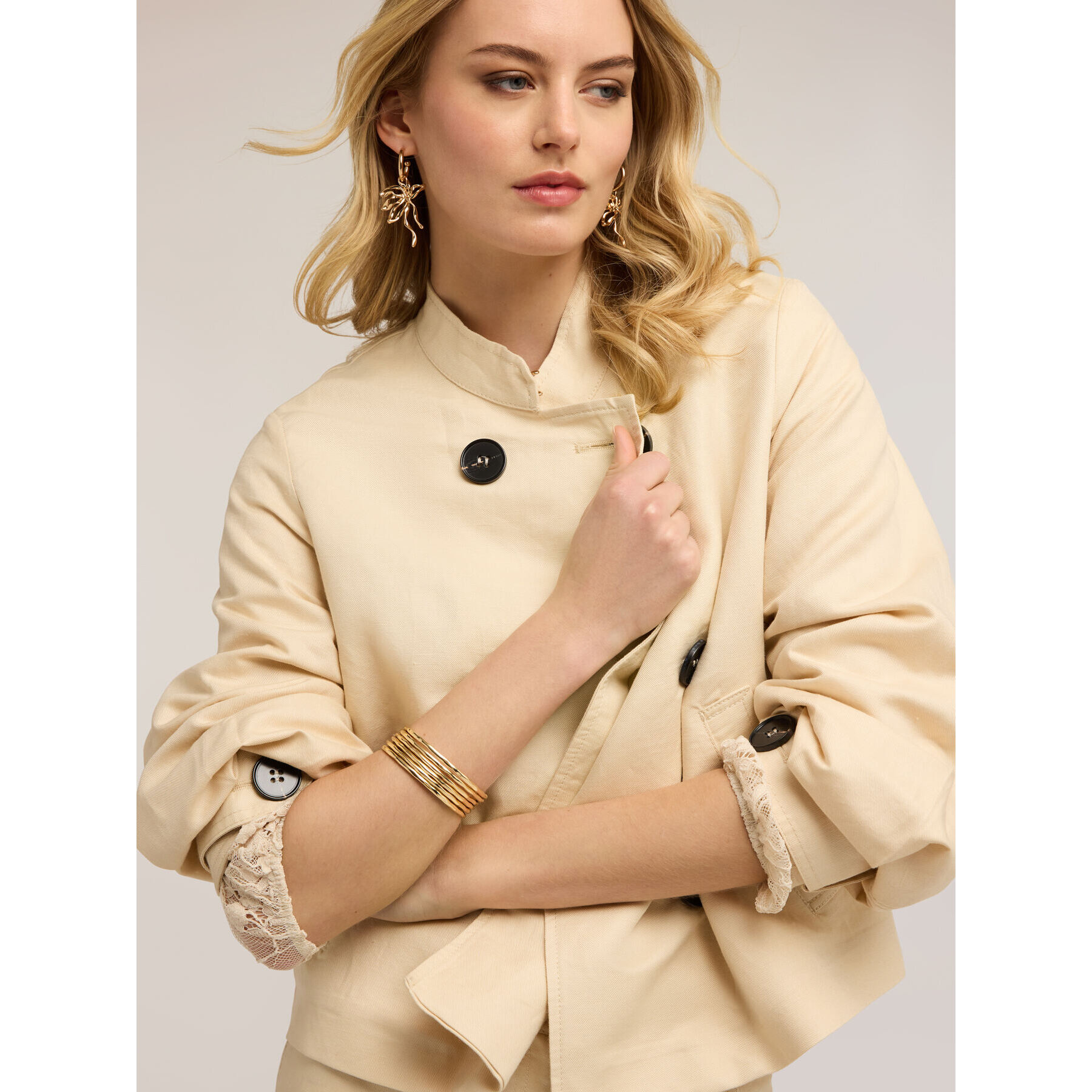 Motivi - Giacca doppiopetto in misto lino - Beige