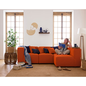 Arty - module d'assise sans accoudoirs - en tissu mailles 3D - Orange