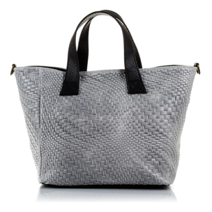Cassandra Borsa tote Donna.Pelle autentica Camoscio Inciso Intrecciato