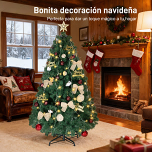 Árbol de Navidad 150 cm con Adornos, 150 Luces LED Blanco Cálido, Árbol de Navidad Decorado con 8 Modos de Iluminación, 480 Ramas, Soporte de Acero, Decoración para Hogar, Fiesta, Interior