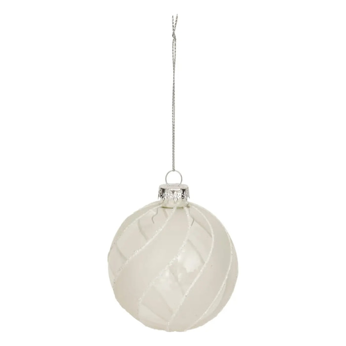 Boule verre torsade D.8cm blanc