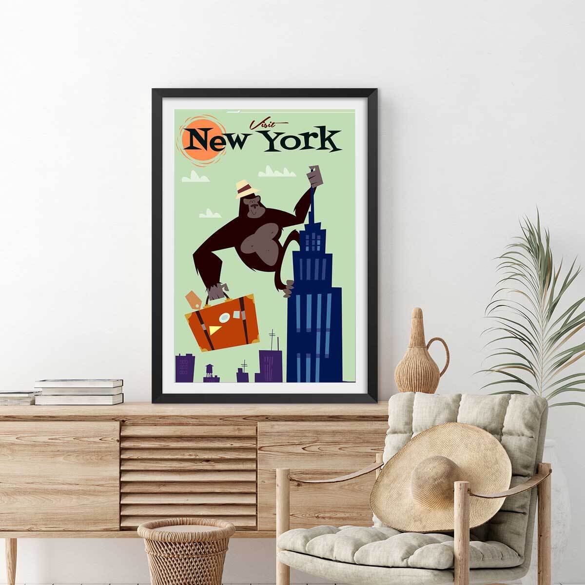 Affiche King- Kong Affiche + cadre en bois - Noir