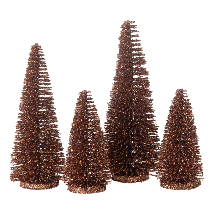 J-Line décoration sapin De Noël Paillettes - plastique - brun - boîte de 4