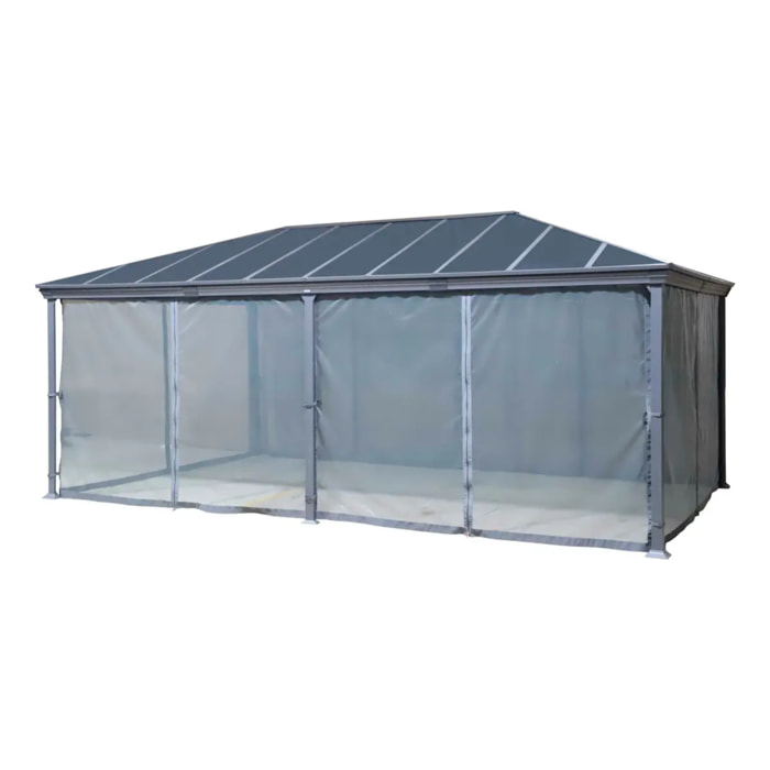 Moustiquaire pour Pergola autoportante Belize 6x3,6 m gris ardoise