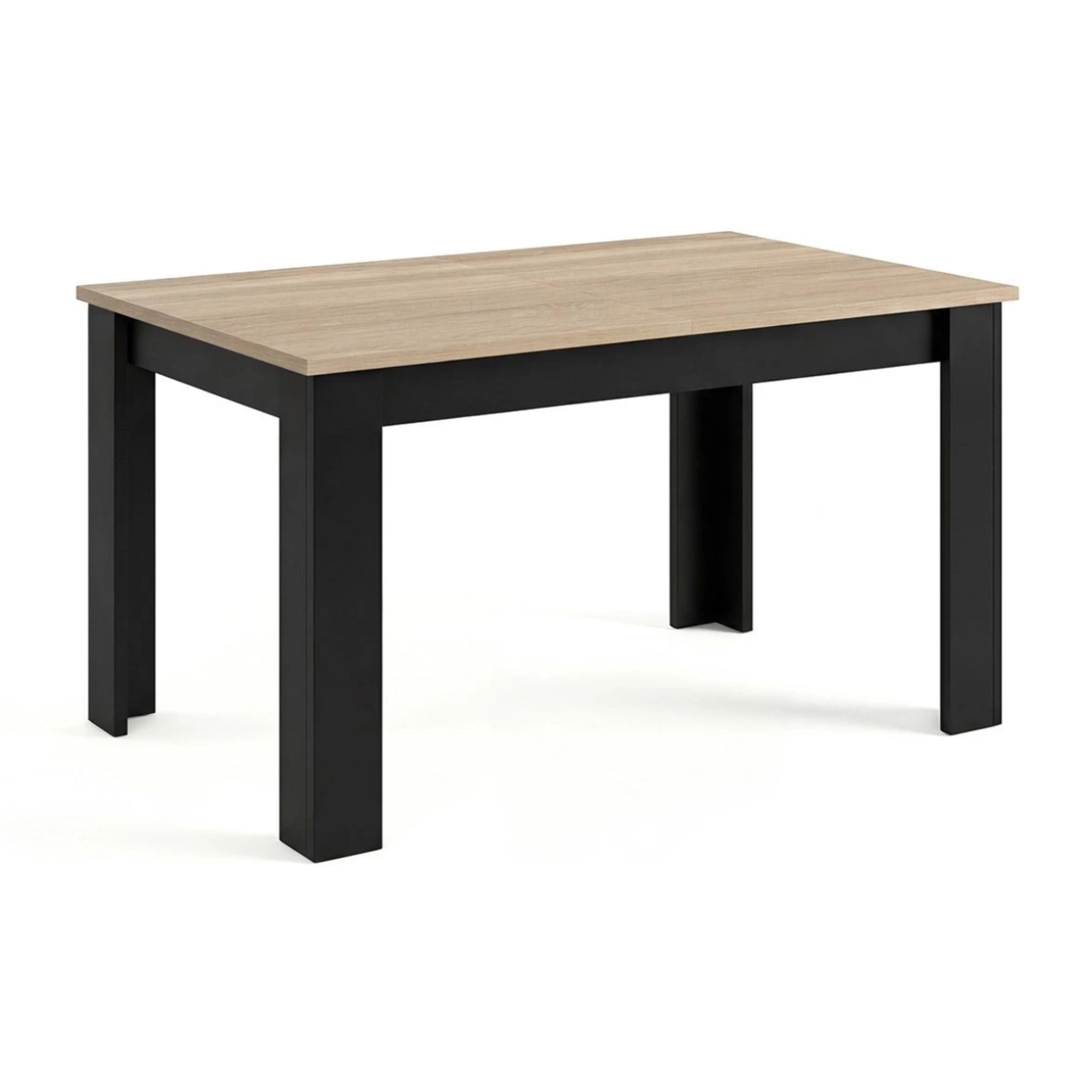 Mesa de comedor extensible en negro mate y roble canadian 140-190x90 cm Sira Negro Mate - Roble Canadian