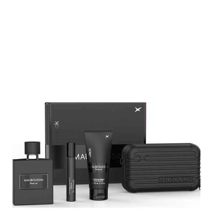 Pour Lui In Black - Coffret Eau de Parfum 100 ml + Spray 20 ml + Gel Douche 75 ml + Pochette