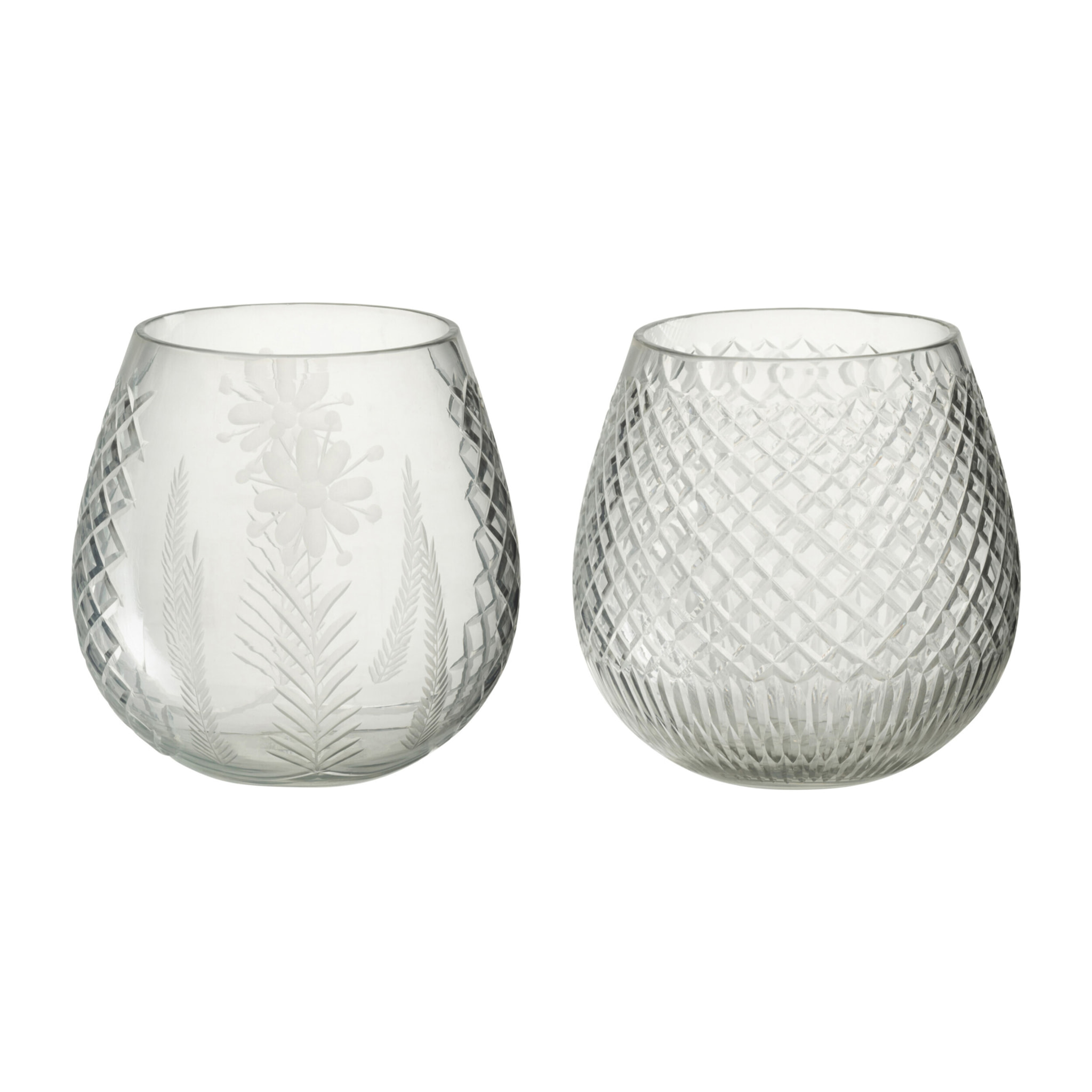 J-Line bougeoir Bien - verre - transparent - 2 pcs