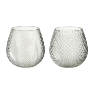 J-Line bougeoir Bien - verre - transparent - 2 pcs